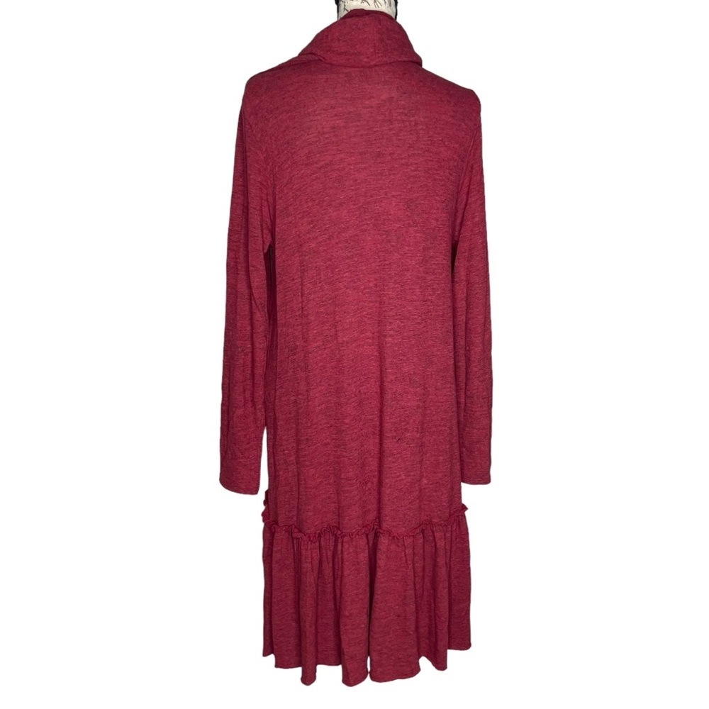 Anthropologie Sunday in Brooklyn dress long sleeve drop waist red mock neck midi - Picture 4 of 8